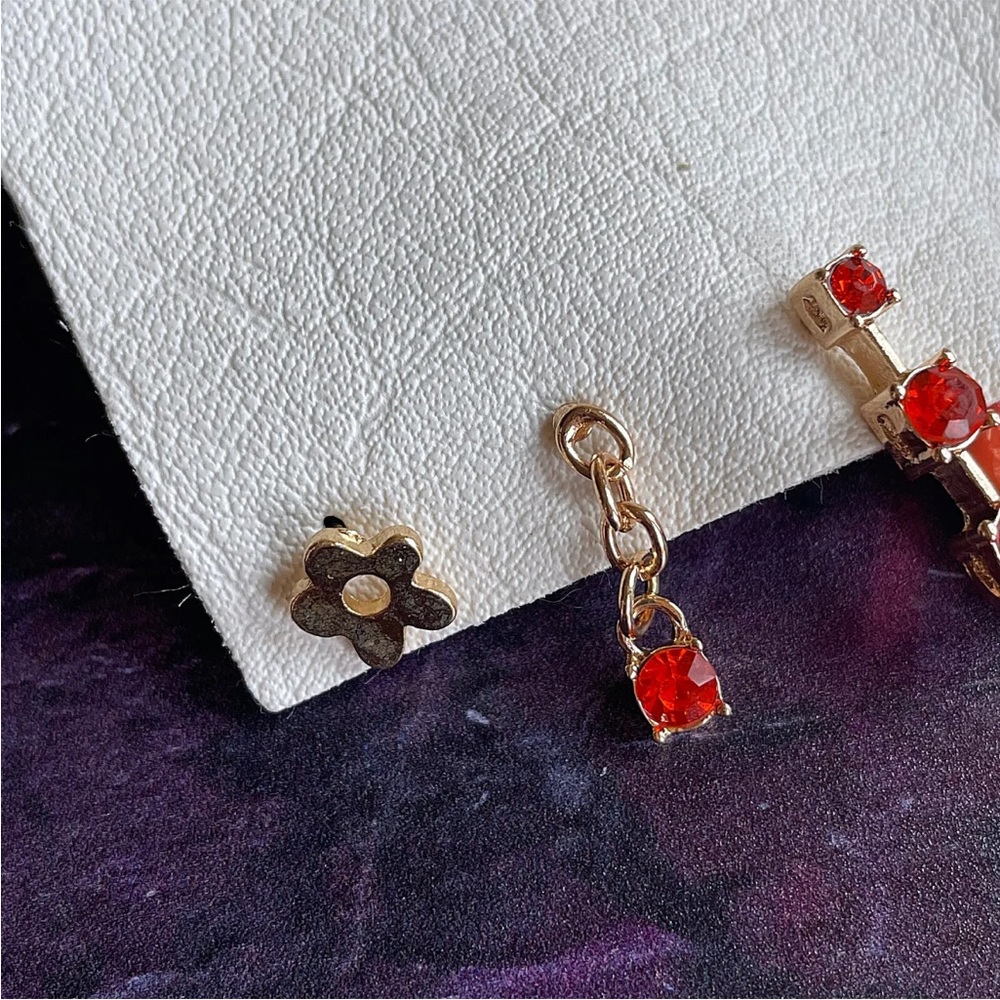 Free People Orange Le Jardin Hoop Stud Earring Set Mix & Match Gift - Picture 2 of 6